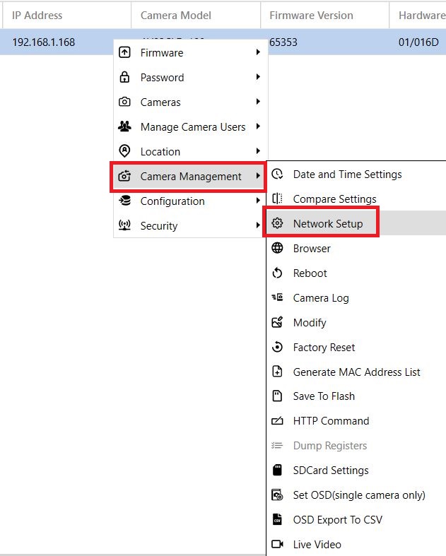 Costar Camera Utility How to change ip address Arecont Vision
