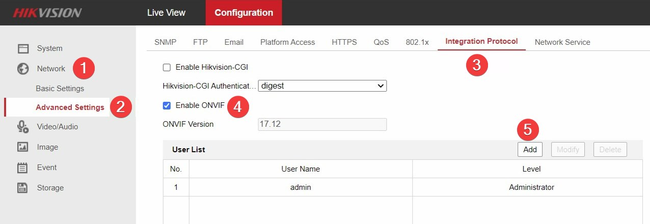 Enable onvif hot sale hikvision